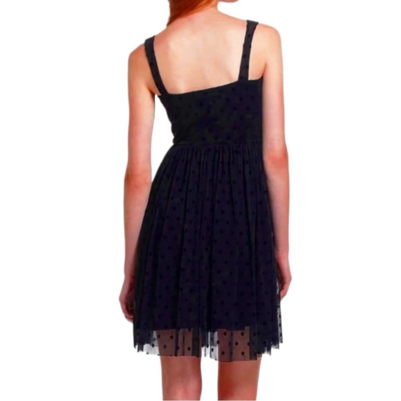 Scarf Mesh Ankle Dress Black Dotted